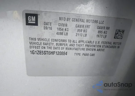 2017 Chevrolet Malibu 1Lt z USA, uszkodzony, nr VIN 1G1ZE5ST6HF120884